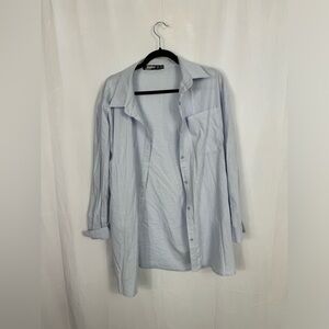 Blue oversized button down